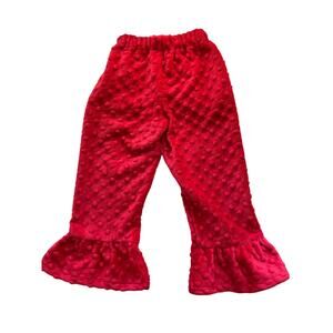 Lolly Gags red minky dot flare pants solid warm cozy elastic waist Size 18-24mo